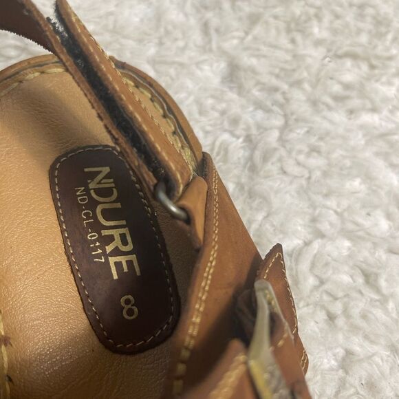 NDURE Men leather Brown Straps sandals with antique tone side buckles Size 8 - Picture 9 of 10